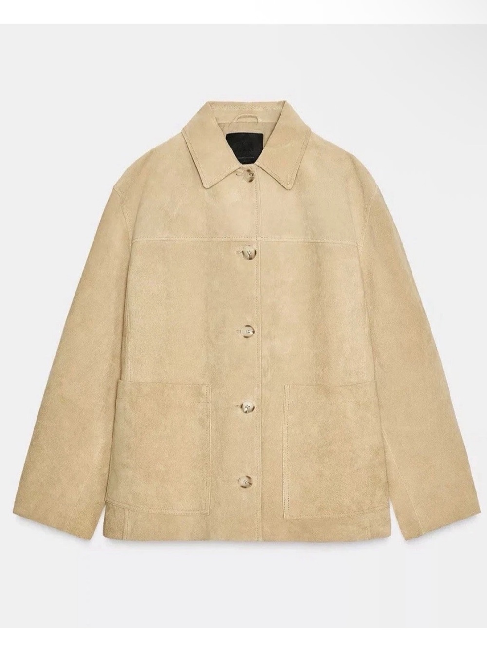 Zara Suede Leather Limited Edition Button Up Pocket Jacket Womens size small